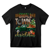 Black Small Town Christmas With Truck Heavy Core Tee - BundleAndBundleShop