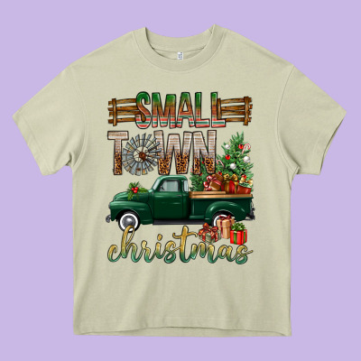 Small Town Christmas With Truck Heavy Core Tee Designed By Bundleandbundleshop