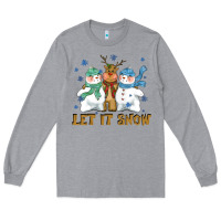 Heather Grey let it snow reindeer snowman Long Sleeve Tee - CowGirlArtShop