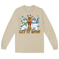 Mushroom let it snow reindeer snowman Long Sleeve Tee - CowGirlArtShop