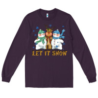 Plum let it snow reindeer snowman Long Sleeve Tee - CowGirlArtShop