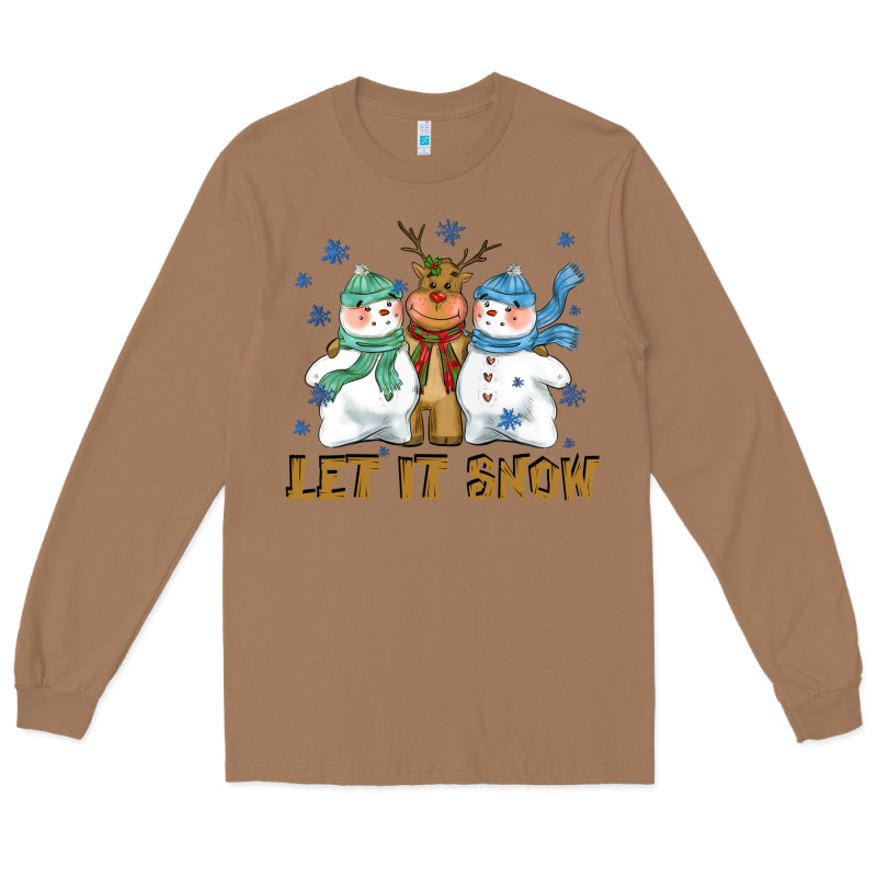 Let It Snow Reindeer Snowman Long Sleeve Tee by CowGirlArtShop | Teevron