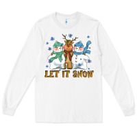 White let it snow reindeer snowman Long Sleeve Tee - CowGirlArtShop
