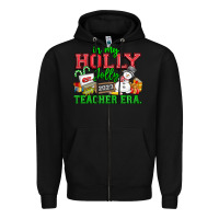 Black In My Holly Jolly Teacher Era Zipper Hoodie - CowhideDigitalArt