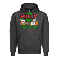 Charcoal Heather In My Holly Jolly Teacher Era Zipper Hoodie - CowhideDigitalArt