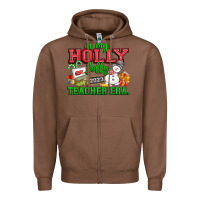 Chestnut In My Holly Jolly Teacher Era Zipper Hoodie - CowhideDigitalArt