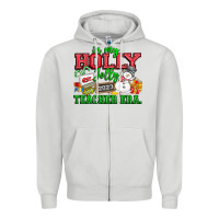 Dove Grey In My Holly Jolly Teacher Era Zipper Hoodie - CowhideDigitalArt
