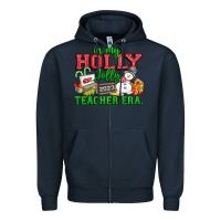 Navy In My Holly Jolly Teacher Era Zipper Hoodie - CowhideDigitalArt