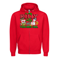 Red In My Holly Jolly Teacher Era Zipper Hoodie - CowhideDigitalArt