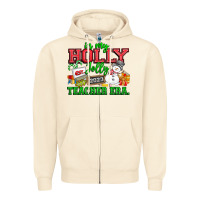 Sandshell In My Holly Jolly Teacher Era Zipper Hoodie - CowhideDigitalArt