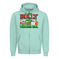 Seafoam In My Holly Jolly Teacher Era Zipper Hoodie - CowhideDigitalArt