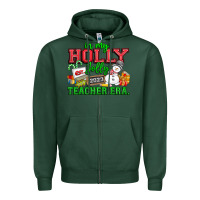Sports Green In My Holly Jolly Teacher Era Zipper Hoodie - CowhideDigitalArt