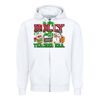 White In My Holly Jolly Teacher Era Zipper Hoodie - CowhideDigitalArt