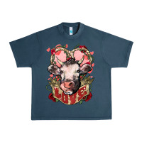 Midnight Navy Cow Valentine's Day love Urban Heavy Tee - HowdyJamesFarm