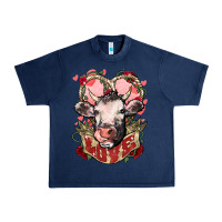 Navy Cow Valentine's Day love Urban Heavy Tee - HowdyJamesFarm