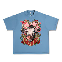 Pebble Blue Cow Valentine's Day love Urban Heavy Tee - HowdyJamesFarm