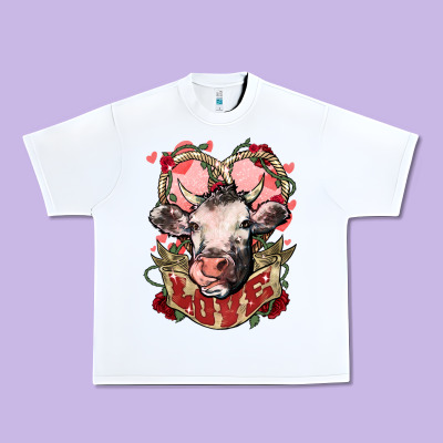 Cow Valentine's Day Love Urban Heavy Tee Designed By Howdyjamesfarm