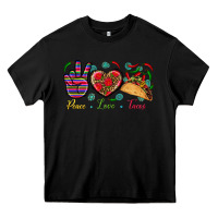Black Peace Love Tacos Heavy Core Tee - BundleAndBundleShop