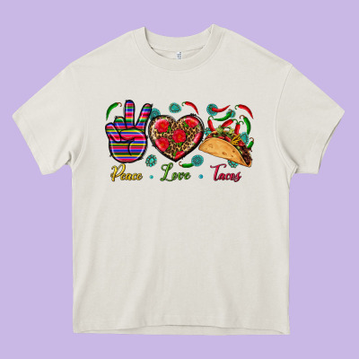 Peace Love Tacos Heavy Core Tee Designed By Bundleandbundleshop