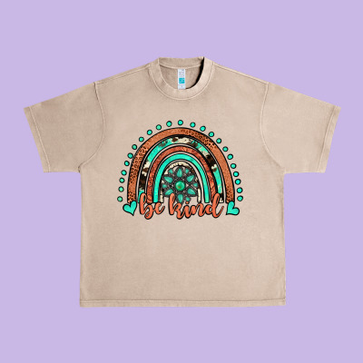 Be Kind Western Turquoise Rainbow Urban Heavy Tee Designed By Jahusdesignshop