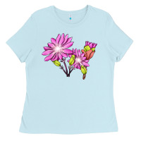 Baby Blue Bitterroot Flower Illustrations Ladies Tee - LillyAllenDesigns