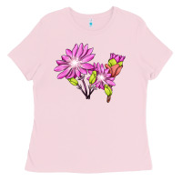 Bubblegum Pink Bitterroot Flower Illustrations Ladies Tee - LillyAllenDesigns
