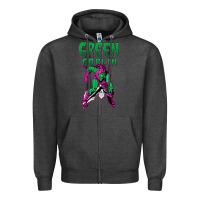 Charcoal Heather green goblin Zipper Hoodie - lanVoArt