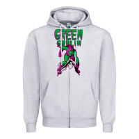 Heather Grey green goblin Zipper Hoodie - lanVoArt