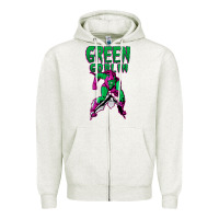 Oatmeal Heather green goblin Zipper Hoodie - lanVoArt