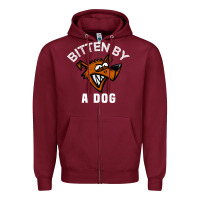 Burgundy bitten by a dog angry dog bite funny gift Zipper Hoodie - lanVoArt