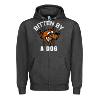 Charcoal Heather bitten by a dog angry dog bite funny gift Zipper Hoodie - lanVoArt