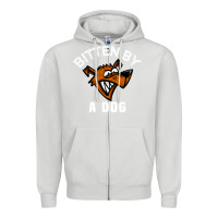 Dove Grey bitten by a dog angry dog bite funny gift Zipper Hoodie - lanVoArt