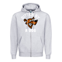 Heather Grey bitten by a dog angry dog bite funny gift Zipper Hoodie - lanVoArt