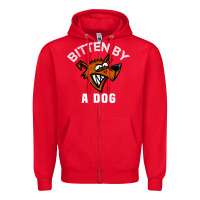 Red bitten by a dog angry dog bite funny gift Zipper Hoodie - lanVoArt