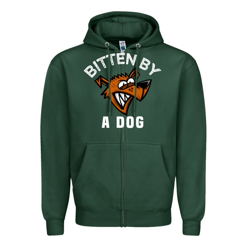 Bitten By A Dog Angry Dog Bite Funny Gift Zipper Hoodie by lanVoArt | Teevron