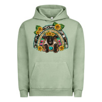 Pigment Oil Green suffolk ewe front sunflowers rainbow Urban Hoodie - BarkalooDesign