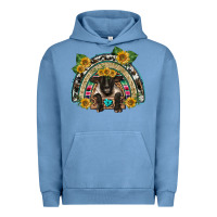 Pigment Pebble Blue suffolk ewe front sunflowers rainbow Urban Hoodie - BarkalooDesign