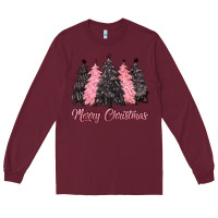 Burgundy pink merry christmas Long Sleeve Tee - CowGirlArtShop