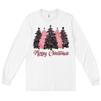 White pink merry christmas Long Sleeve Tee - CowGirlArtShop