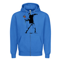 True Royal banksy protester throwing flowers Zipper Hoodie - lanVoArt