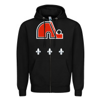 Black vintage quebec hockey   retro nordiques Zipper Hoodie - lanVoArt