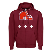 Burgundy vintage quebec hockey   retro nordiques Zipper Hoodie - lanVoArt