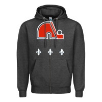 Charcoal Heather vintage quebec hockey   retro nordiques Zipper Hoodie - lanVoArt