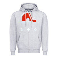 Heather Grey vintage quebec hockey   retro nordiques Zipper Hoodie - lanVoArt