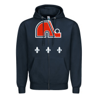 Navy vintage quebec hockey   retro nordiques Zipper Hoodie - lanVoArt