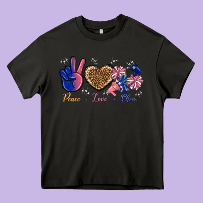 Peace Love Cheer Heavy Core Tee Designed By Bundleandbundleshop