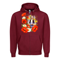 Burgundy dorothy poppies Zipper Hoodie - lanVoArt