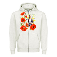 Oatmeal Heather dorothy poppies Zipper Hoodie - lanVoArt