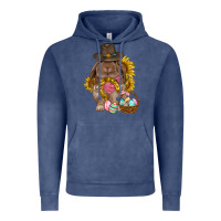Vintage Denim Western Rabbit with sunflowers Easter Day Vintage Hoodie - HowdyJamesFarm