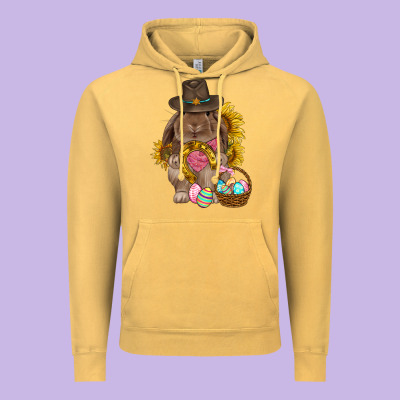 Western Rabbit With Sunflowers Easter Day Vintage Hoodie Designed By Howdyjamesfarm